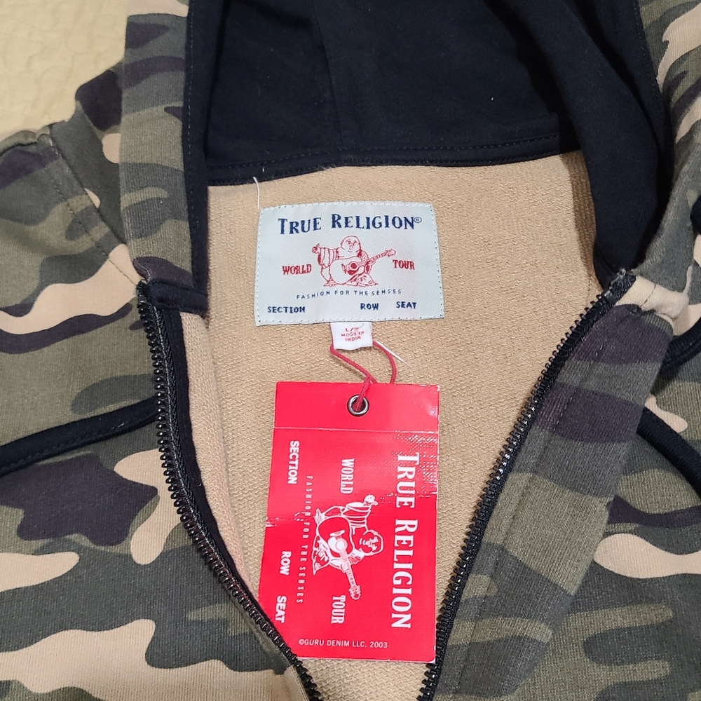 True Religion cropped camo hoodie size L - Picture 5 of 10